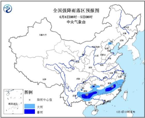 全國(guó)強(qiáng)降雨落區(qū)預(yù)報(bào)圖
