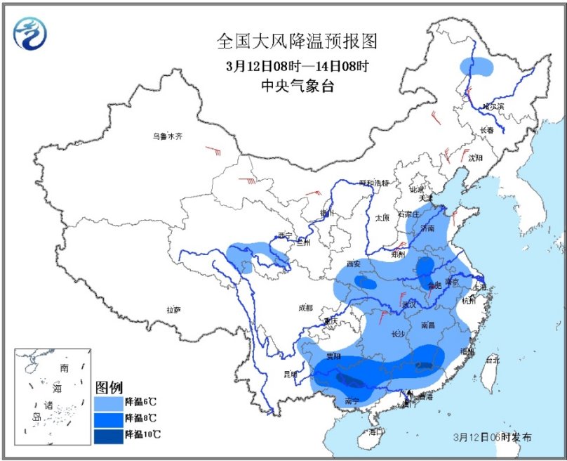 冷空氣繼續影響我國中東部地區