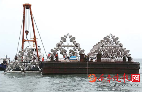 往牧場投放大型構件制造人工魚礁。